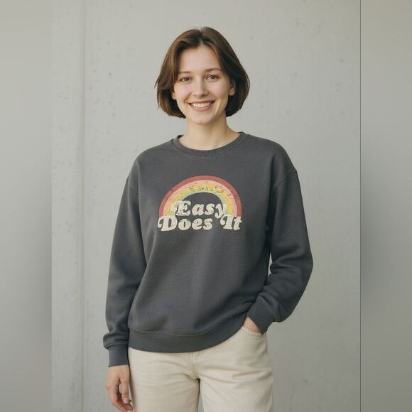 Wildfox Easy Does It Rainbow Graphic Womens Sweatshirt, L - Picture 1 of 5